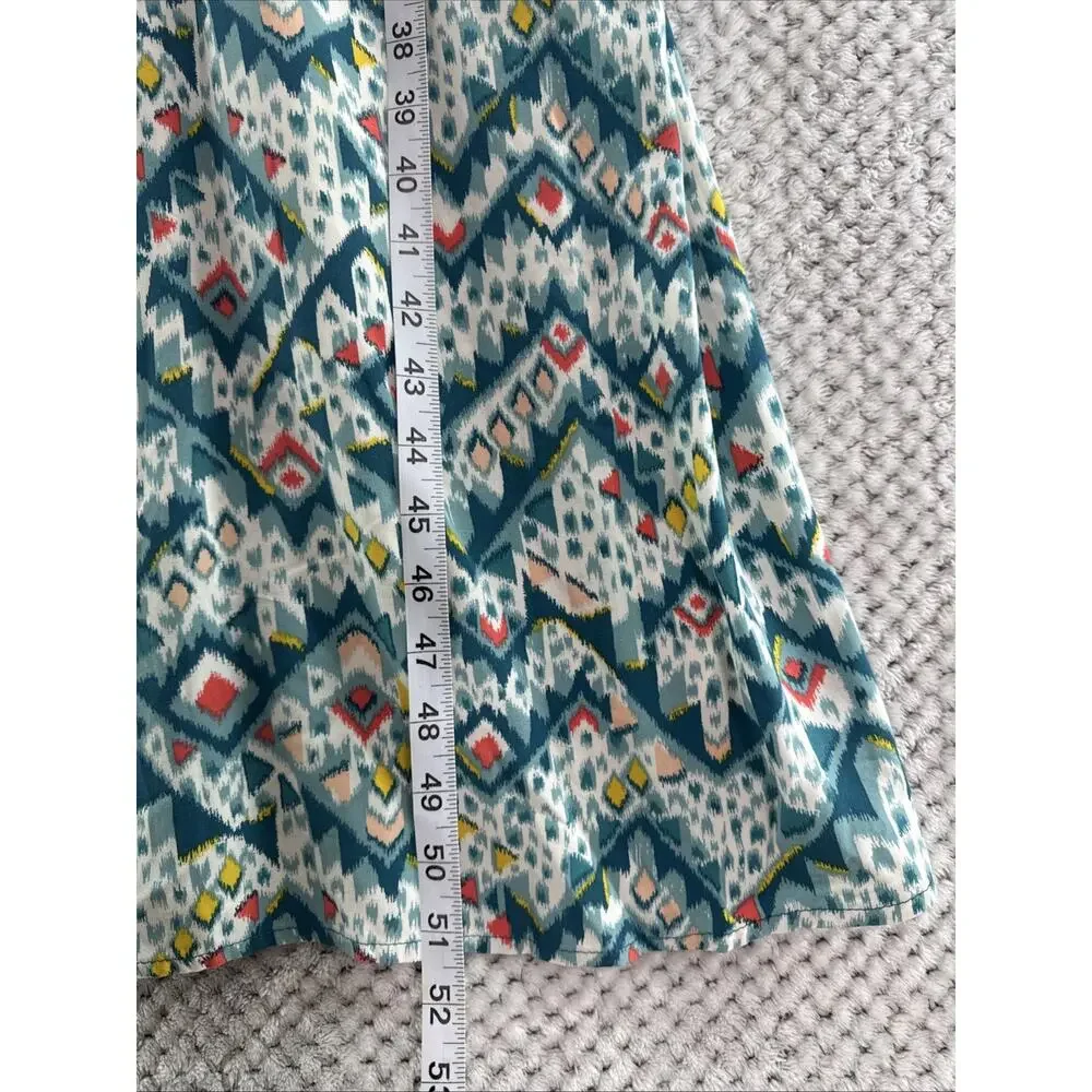 Old Navi V-Neck Maxi Multi Print Dress Womens S Green Abstract Beach Casual